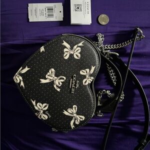 Coach Black and White Crossbody Bag with Bow Print